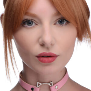 Kinky Kitty Ring Slim Choker - Pink