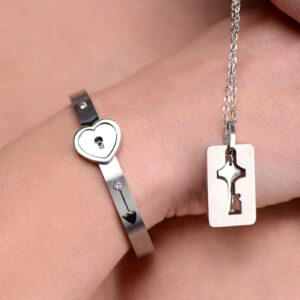 Cuffed Locking Bracelet and Key Necklace