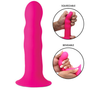 Squeezable Wavy Dildo - Pink