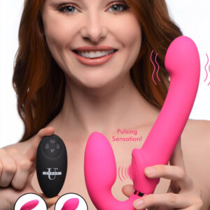 10X Remote Control Ergo-Fit G-Pulse Inflatable and Vibrating Strapless Strap-on - Pink