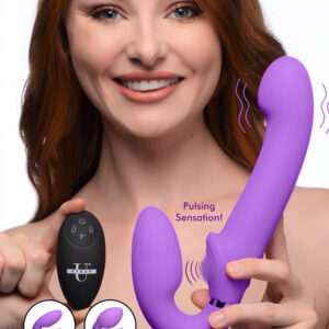 10X Remote Control Ergo-Fit G-Pulse Inflatable and Vibrating Strapless Strap-on - Purple