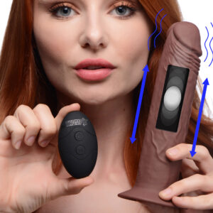 7X Remote Control Vibrating and Thumping Dildo - Dark