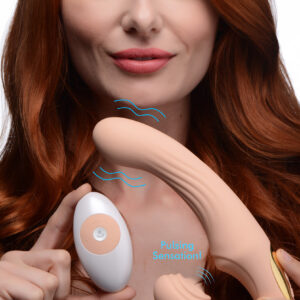 15X U-Pulse Silicone Pulsating and Vibrating Strapless Strap-on with Remote - Blush