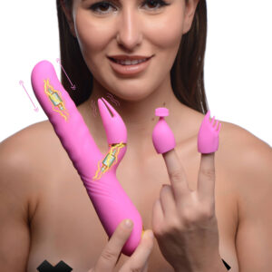 10X Versa-Thrust Vibrating and Thrusting Silicone Rabbit with 3 Attachments