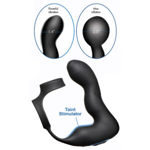 10X Inflatable and Vibrating Prostate Plug with Cock and Ball Ring