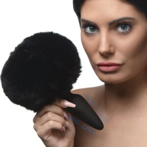 Large Vibrating Anal Plug with Interchangeable Bunny Tail - Black